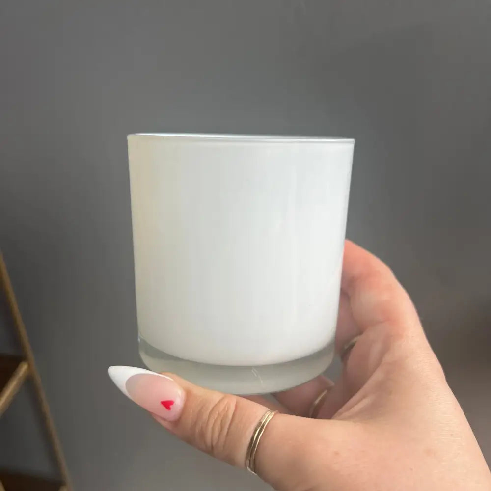 White frosted glass minimalist candle holder with silver base