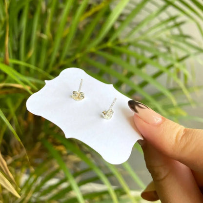 Raw Pietersite silver flower stud earrings with clear gems