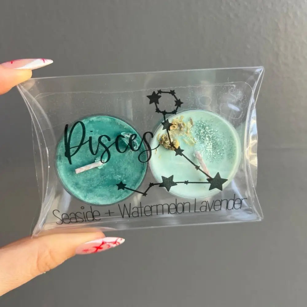 Seaside watermelon lavender Pure Soy Wax candle in Pisces pack