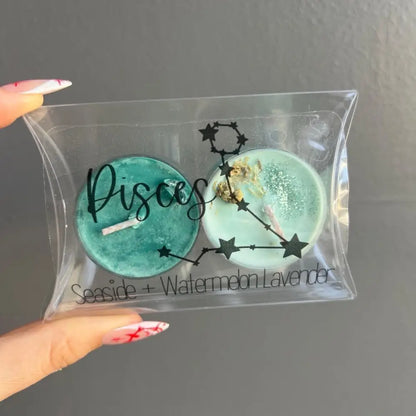 Seaside watermelon lavender Pure Soy Wax candle in Pisces pack