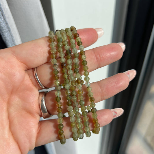 Green Garnet Faceted Crystal Beaded Bracelet