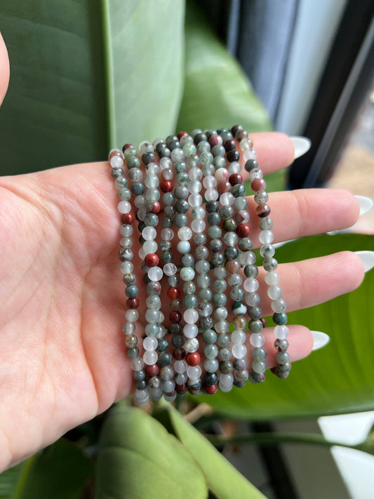 Bloodstone Jasper Crystal Beaded Bracelet