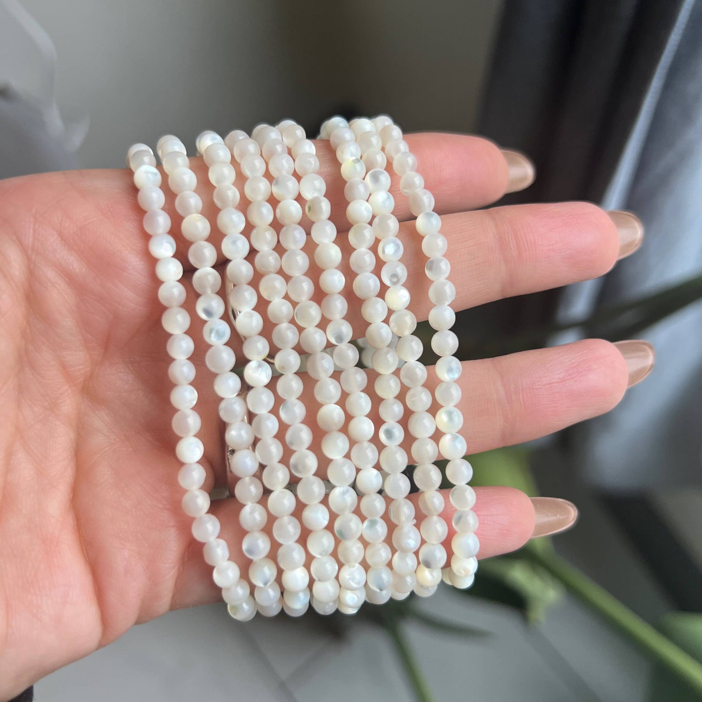 Mother Of Pearl Crystal Beaded Bracelet